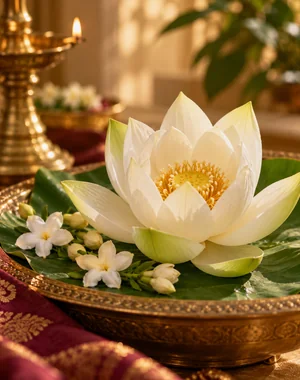White lotus and jasmine flowers