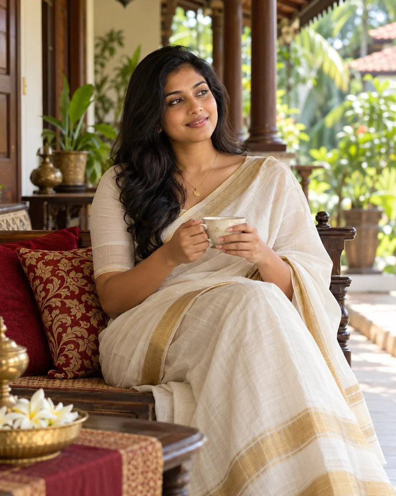 A woman relaxing in a peaceful Sri Lankan veranda